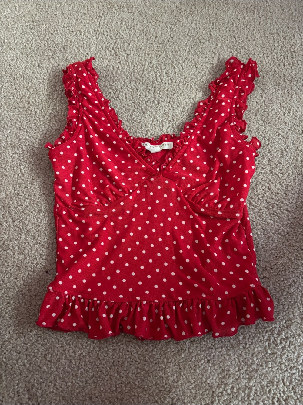 Thirty/thirty LA Red Polka Dot Ruffle Tank Top size XS